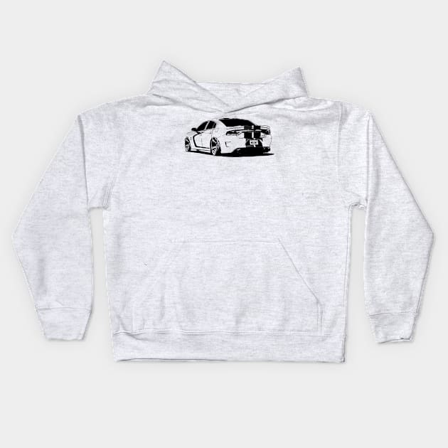 Dodge Charger Hellcat - stylized Kids Hoodie by mal_photography